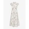 Me And Em And Em Womens Light Cream/black/mu Lily Of The Valley Printed Woven Midi Dress