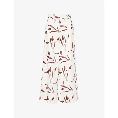 Me And Em And Em Womens Light Cream/brown Wide-leg Crease-less Linen-blend Trousers