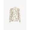 Me And Em Womens  Jacobean Embroidered Woven-blend Shirt In Light Cream/green/mu