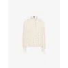 Me And Em And Em Womens Twisted-line Pussybow Silk Blouse Light Cream/multi In Multi