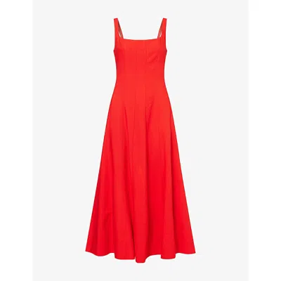 Me And Em And Em Womens Lipstick Red Contour Square-neck Woven Maxi Dress