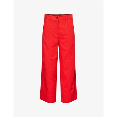 Me And Em And Em Womens Lipstick Red Cropped Straight-leg Woven Trousers