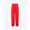 Me And Em And Em Womens Lipstick Red Exaggerated Tapered Relaxed-fit Tapered Woven Trousers