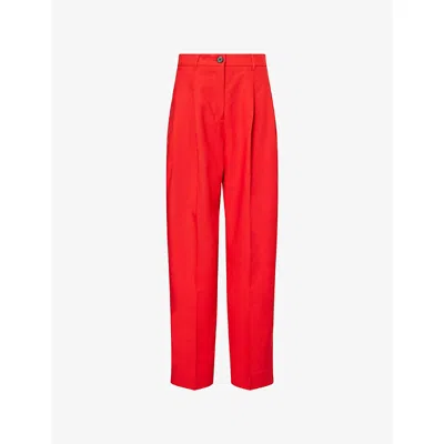 Me And Em And Em Womens Lipstick Red Exaggerated Tapered Relaxed-fit Tapered Woven Trousers