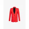 Me And Em And Em Womens Lipstick Red Padded Shoulder Single-breasted Woven Blazer Jacket