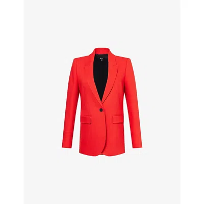 Me And Em And Em Womens Lipstick Red Padded Shoulder Single-breasted Woven Blazer Jacket