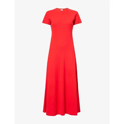 Me And Em And Em Womens Lipstick Red Raglan Short-sleeve Cotton-jersey Maxi Dress