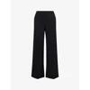 Me And Em And Em Womens Black Luxe Travel Wide-leg Stretch-woven Trousers In Black