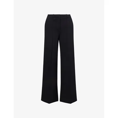 Me And Em And Em Womens Black Luxe Travel Wide-leg Stretch-woven Trousers