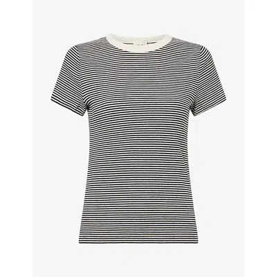 Me And Em And Em Womens Micro-stripe Round-neck Cotton-jersey T-shirt Black/light Cream