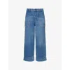 Me And Em And Em Womens Mid Blue Wash Crease Front Turn-up Cuff Denim Jeans
