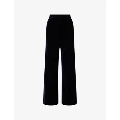 Me And Em Womens  Tailored Straight-leg Velvet Trousers In Black