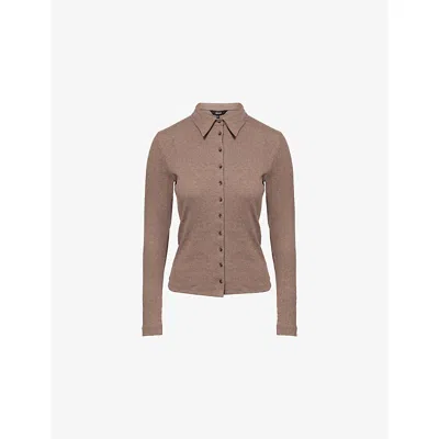 Me And Em And Em Womens Mocha Melange Ultimate Rib Cotton-jersey Shirt In Brown
