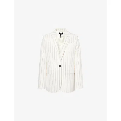 Me And Em Womens  Multi-stripe Notch-lapel Cotton Blazer In Multi Stripe
