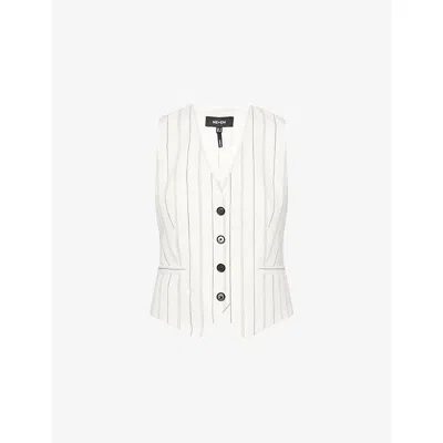 Me And Em Womens  V-neck Striped Cotton Vest In Multi Stripe