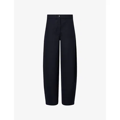 Me And Em And Em Womens Navy Barrel-leg Tailored Woven Trousers In Blue