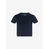 Me And Em Womens  Boxy-fit Cropped Cotton-blend Terry Top In Navy