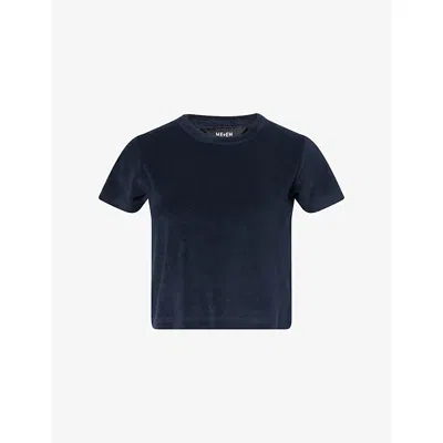 Me And Em Womens  Boxy-fit Cropped Cotton-blend Terry Top In Navy