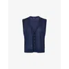 Me And Em Womens  Button-through Ultra-fine Wool-knit Vest In Navy