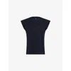 Me And Em And Em Womens Navy Cap-sleeves Round-neck Cotton-jersey T-shirt In Navy