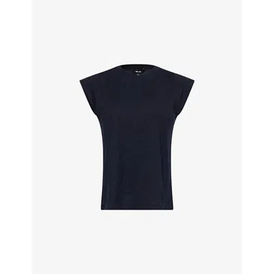 Me And Em And Em Womens Navy Cap-sleeves Round-neck Cotton-jersey T-shirt