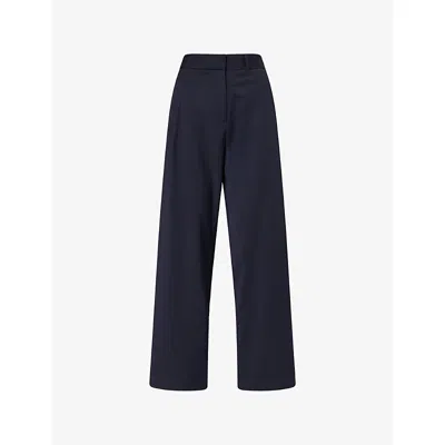 Me And Em And Em Womens Navy Clever Pinstripe Wool-blend Trousers In Blue