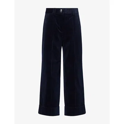 Me And Em And Em Womens Navy Cropped Velvet Trousers