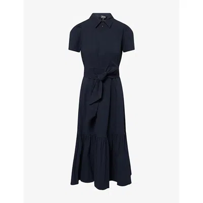 Me And Em Womens  Fit And Flare Seersucker Cotton Midi Dress In Blue