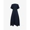 Me And Em And Em Womens Navy Flared Panelled Cotton-blend Maxi Dress In Navy