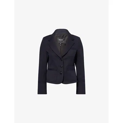 Me And Em Womens  Herringbone Cropped Cotton-blend Jacket In Blue