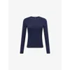 Me And Em And Em Womens Navy Melange Ribbed Long-sleeve Cotton Top In Blue