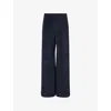 Me And Em Womens  Palazzo Wide-leg Cotton-blend Terry Jogging Bottoms In Navy