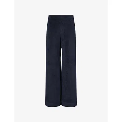 Me And Em Womens  Palazzo Wide-leg Cotton-blend Terry Jogging Bottoms In Navy