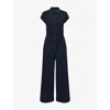 Me And Em And Em Womens Patch-pocket Textured Cotton-blend Jumpsuit Navy In Navy