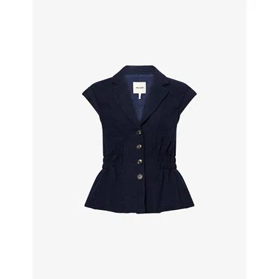 Me And Em And Em Womens Navy Soft Sculpt Bouclé Cotton-blend Waistcoat In Blue