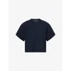Me And Em And Em Womens Navy Textured Boxy-fit Cotton-blend T-shirt In Navy
