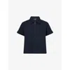 Shop Me And Em And Em Womens Navy Textured Classic-collar Cotton-jersey Top
