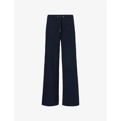 Me And Em And Em Womens Textured Drawstring Cotton-jersey Trousers Navy
