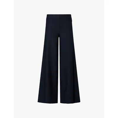 Me And Em And Em Womens Navy Wide-leg Stretch-woven Trousers In Black