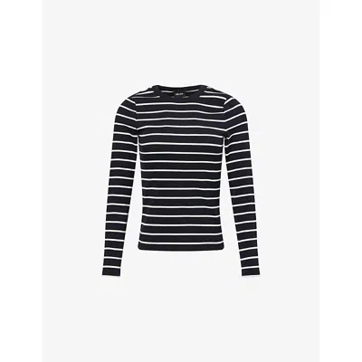 Me And Em And Em Womens Navy/soft White Ultimate Rib Striped Stretch-cotton Top In Multi