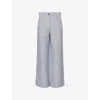Me And Em And Em Womens Navy/white Italian Seersucker Straight-leg Cotton-blend Trousers