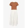 Me And Em Womens  Striped Ribbed Cotton-blend Midi Dress