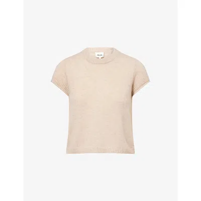 Me And Em And Em Womens Oatmeal Baby Tee Shrunken Cashmere Knitted T-shirt In Brown