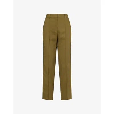Me And Em Womens  Cropped Slim-leg Woven Trousers In Green