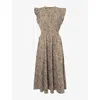 Me And Em And Em Womens Olive Multi Trailing Lotus Graphic-print Cotton Midi Dress