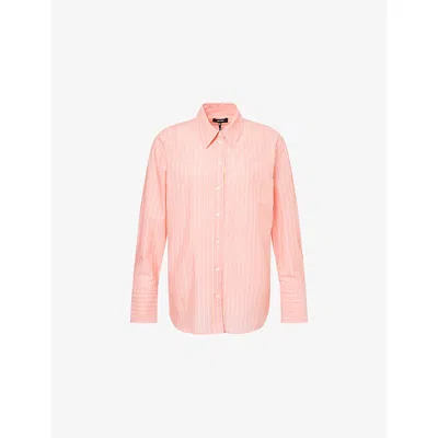 Me And Em And Em Womens Oversized Striped Cotton-voile Shirt Camellia Rose Lemon