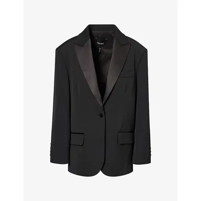 Me And Em And Em Womens Oversized Tux Wool-blend Blazer Black