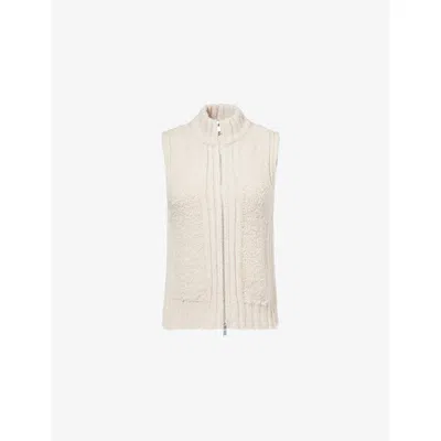 Me And Em And Em Womens Pale Oatmeal Teddy Boucle Wool-blend Vest In Neutral