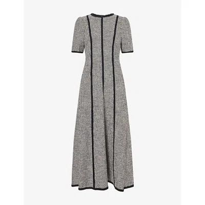 Me And Em And Em Womens Panelled Textured Tweed Maxi Dress Black/light Cream In Gray