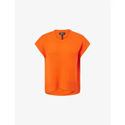 Me And Em Womens  Lofty Curved-hem Cashmere-knit Vest In Papaya